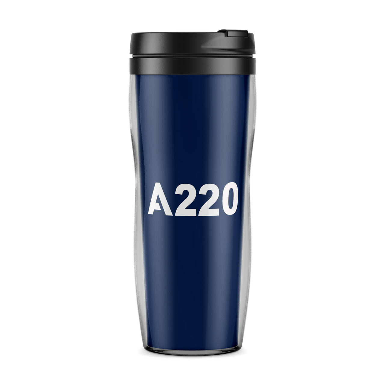 A220 Flat Text Designed Travel Mugs