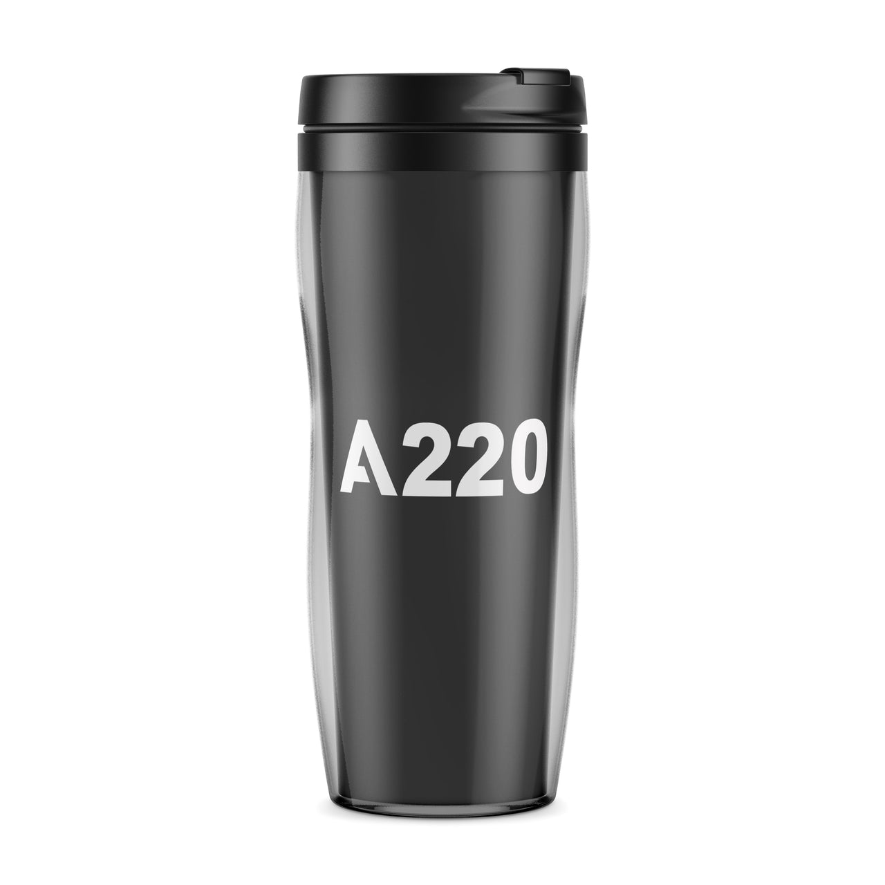 A220 Flat Text Designed Travel Mugs
