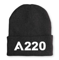 Thumbnail for A220 Flat Text Embroidered Beanies
