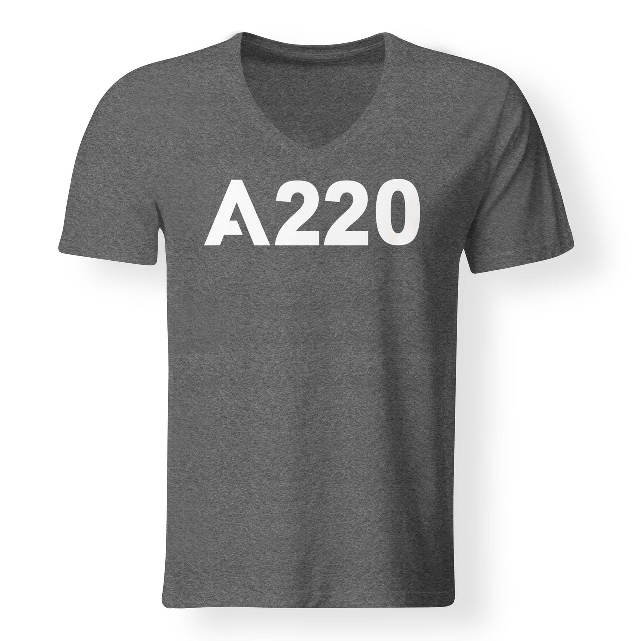 A220 Flat Text Designed V-Neck T-Shirts
