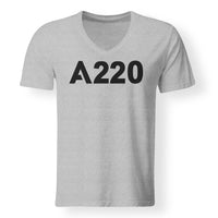 Thumbnail for A220 Flat Text Designed V-Neck T-Shirts