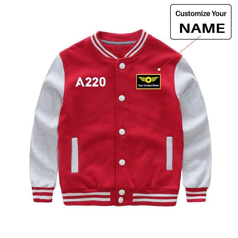 A220 Flat Text Designed "CHILDREN" Baseball Jackets