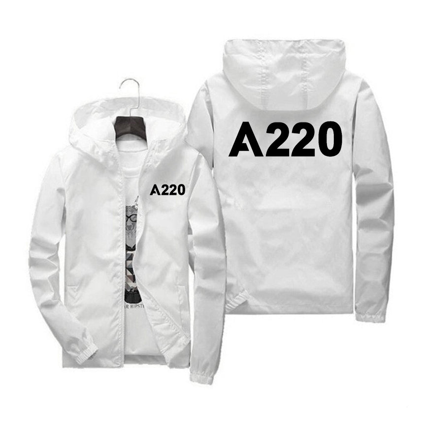 A220 Flat Text Designed Windbreaker Jackets