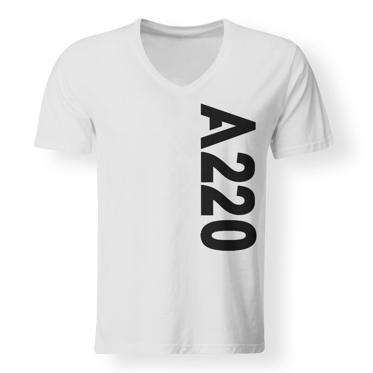 A220 Text Designed V-Neck T-Shirts