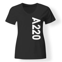 Thumbnail for A220 Text Designed V-Neck T-Shirts