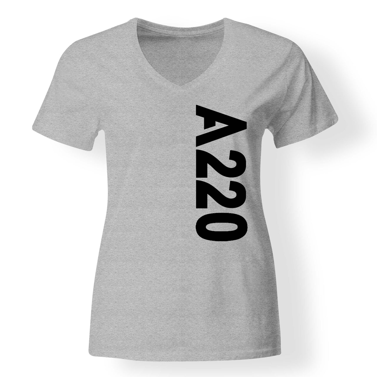 A220 Text Designed V-Neck T-Shirts