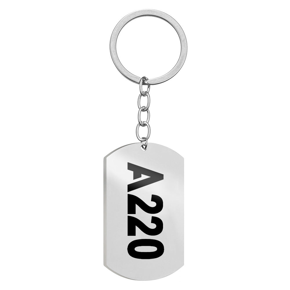 A220 Text Designed Stainless Steel Key Chains (Double Side)