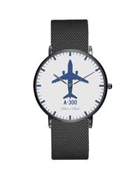 Thumbnail for Airbus A300 Stainless Steel Strap Watches Pilot Eyes Store Black & Stainless Steel Strap 
