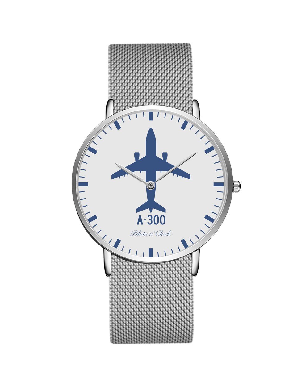 Airbus A300 Stainless Steel Strap Watches Pilot Eyes Store Silver & Silver Stainless Steel Strap 