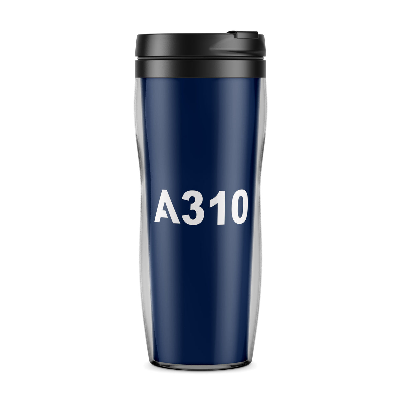 A310 Flat Text Designed Plastic Travel Mugs