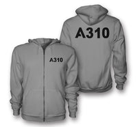Thumbnail for A310 Flat Text Designed Zipped Hoodies