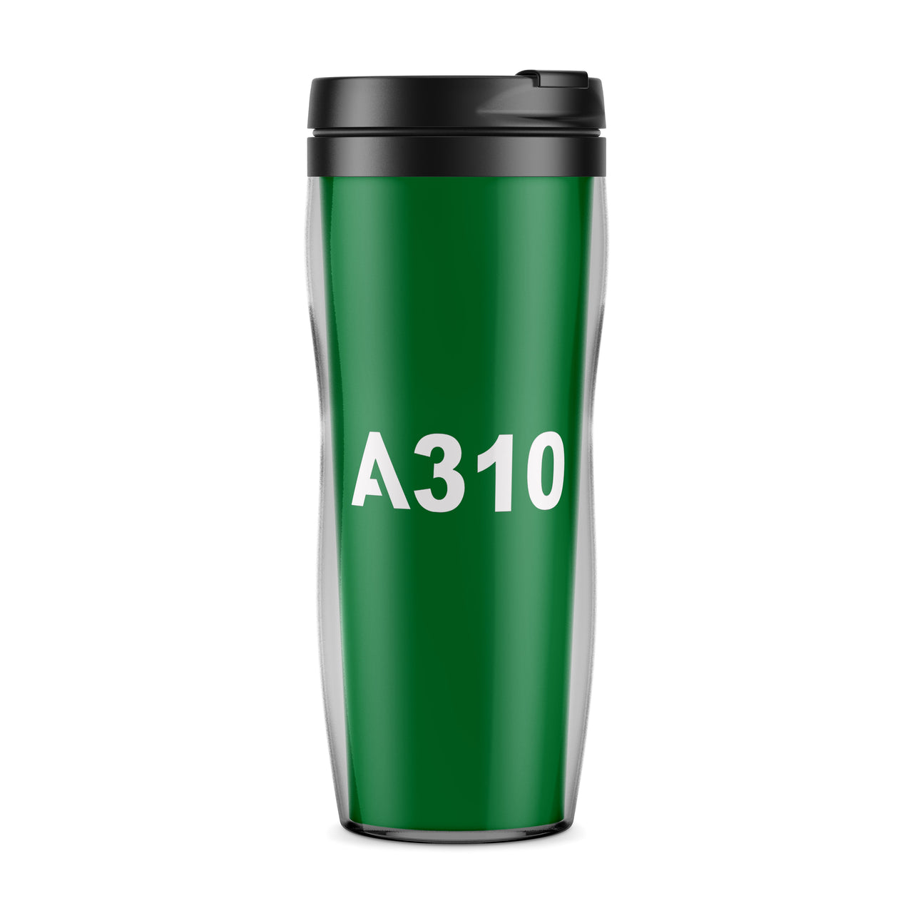A310 Flat Text Designed Plastic Travel Mugs