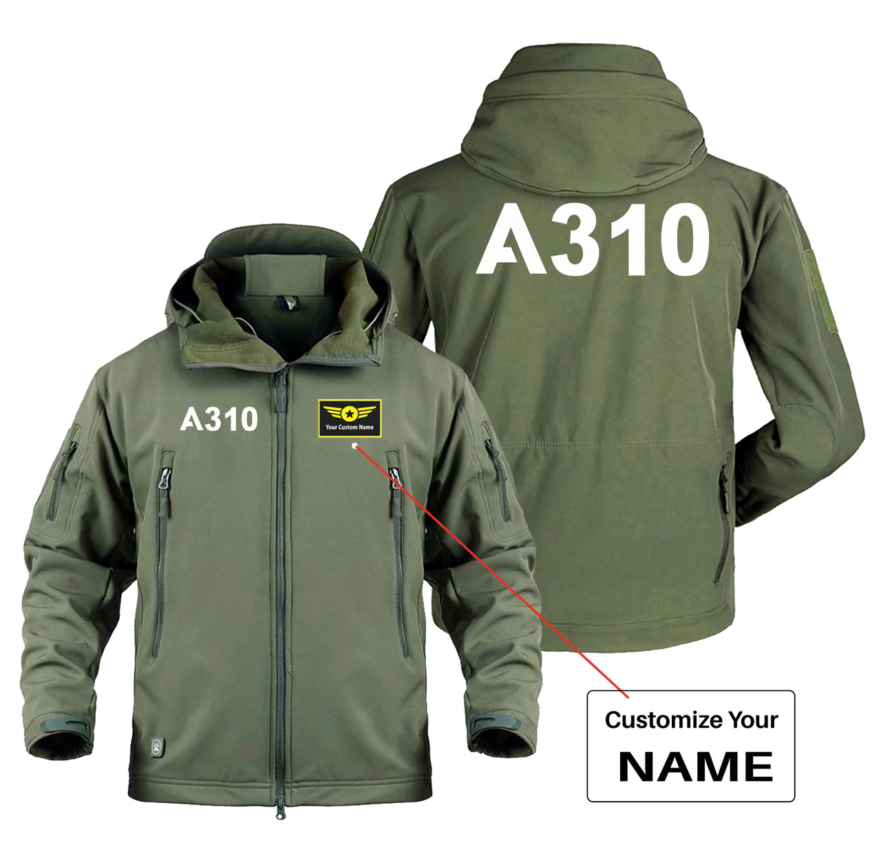 A310 Flat Text Designed Military Jackets (Customizable)