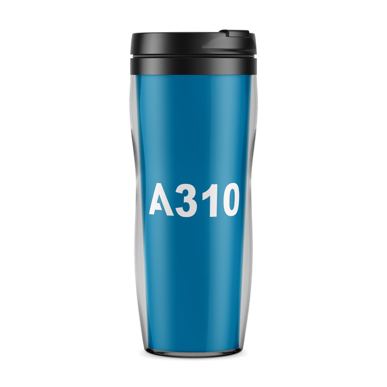 A310 Flat Text Designed Plastic Travel Mugs