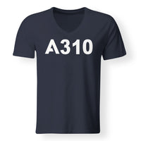 Thumbnail for A310 Flat Text Designed V-Neck T-Shirts