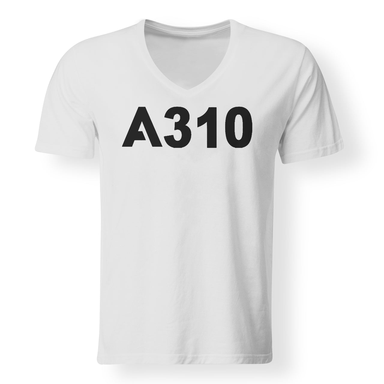 A310 Flat Text Designed V-Neck T-Shirts