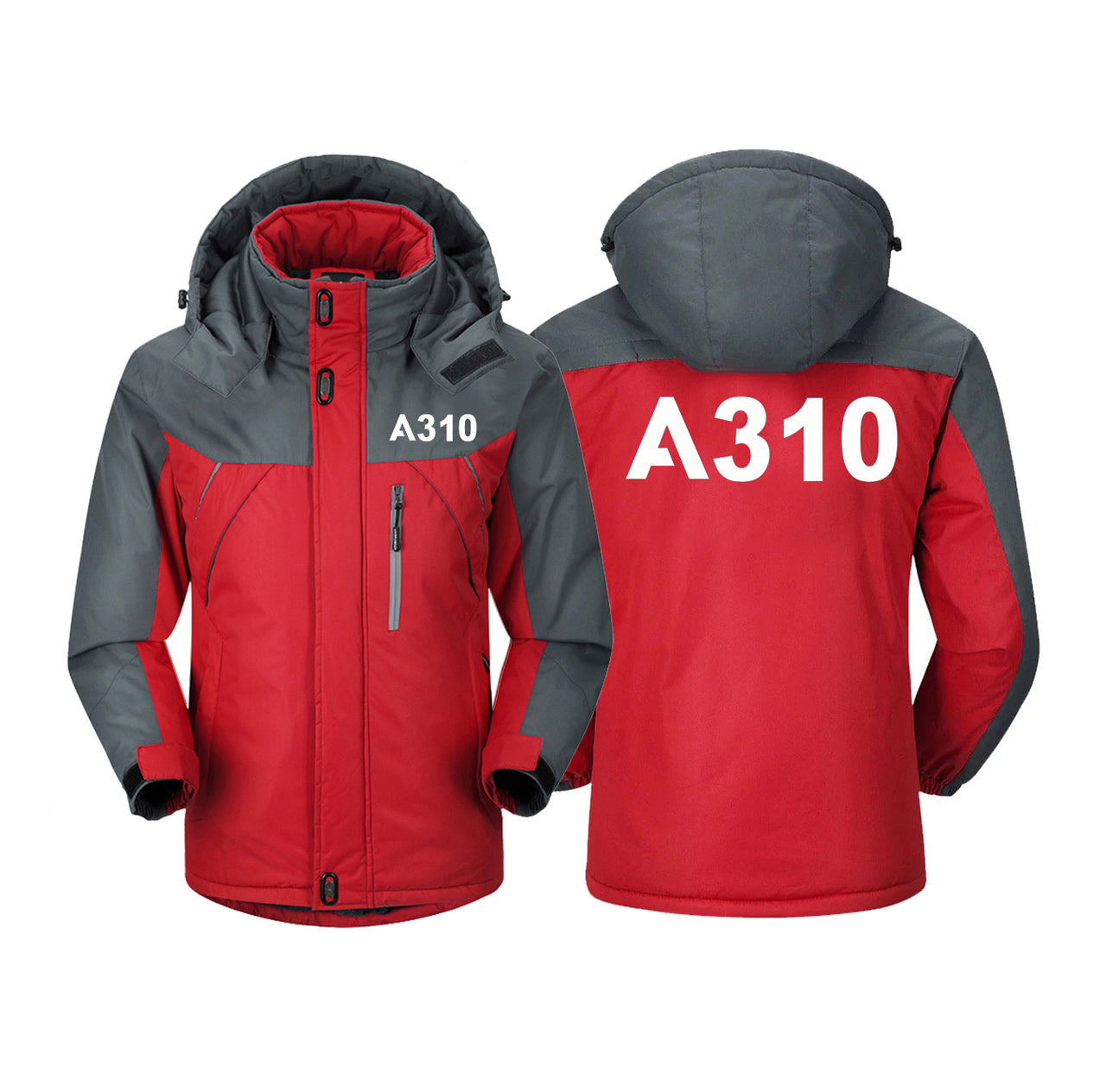 A310 Flat Text Designed Thick Winter Jackets