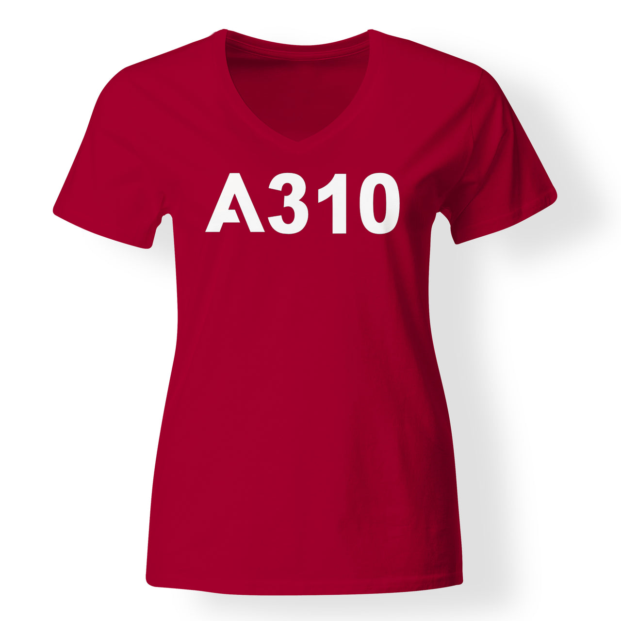 A310 Flat Text Designed V-Neck T-Shirts