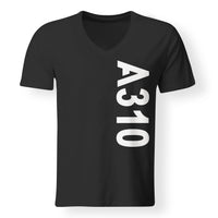 Thumbnail for A310 Text Designed V-Neck T-Shirts