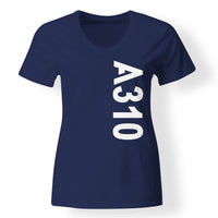 Thumbnail for A310 Text Designed V-Neck T-Shirts