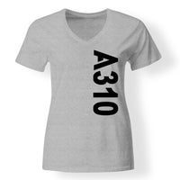 Thumbnail for A310 Text Designed V-Neck T-Shirts