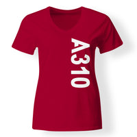 Thumbnail for A310 Text Designed V-Neck T-Shirts