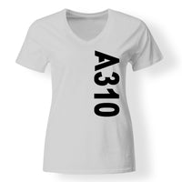 Thumbnail for A310 Text Designed V-Neck T-Shirts