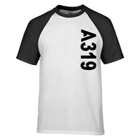 Thumbnail for Airbus A319 Side Text aviation design printed on soft cotton raglan T-shirt.