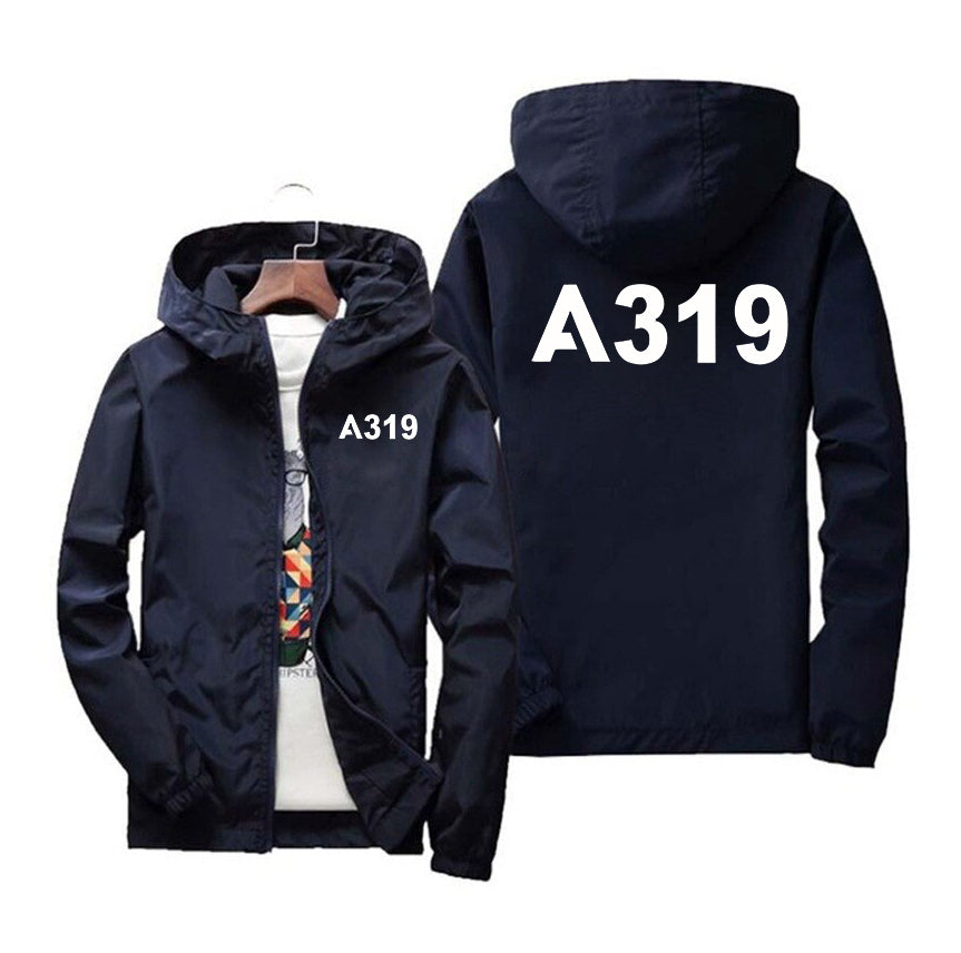 A319 Flat Text Designed Windbreaker Jackets