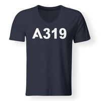 Thumbnail for A319 Flat Text Designed V-Neck T-Shirts