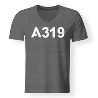 Thumbnail for A319 Flat Text Designed V-Neck T-Shirts