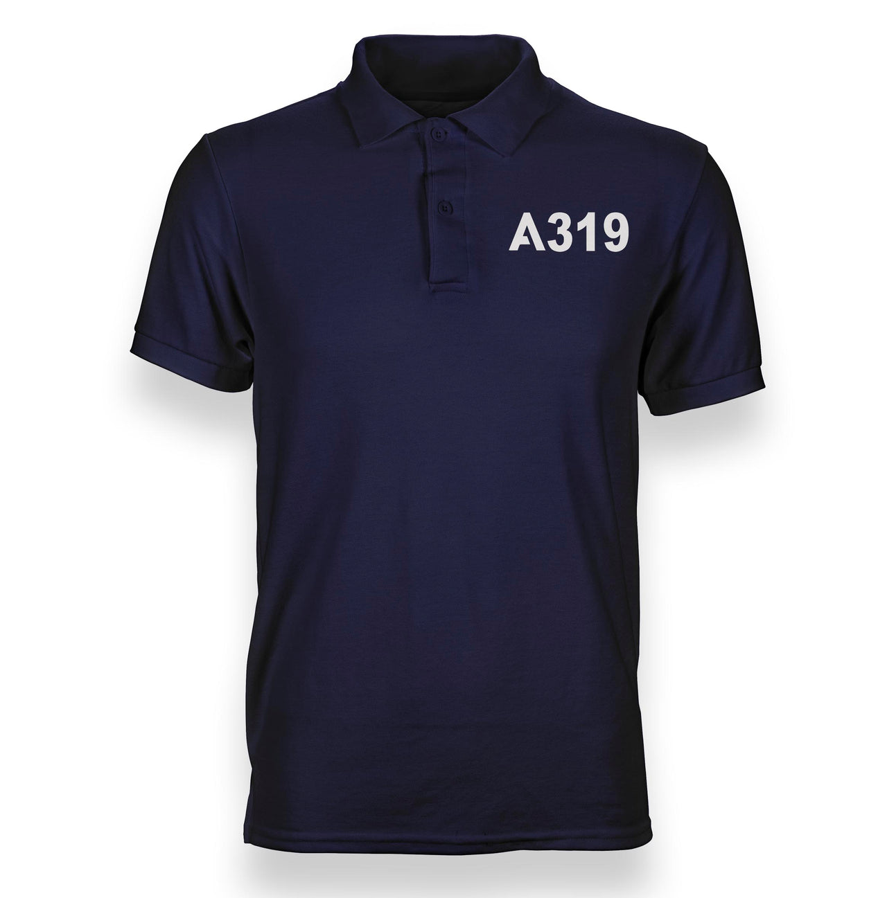 A319 Flat Text Designed Polo T-Shirts
