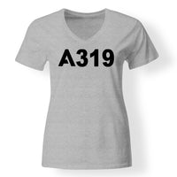 Thumbnail for A319 Flat Text Designed V-Neck T-Shirts
