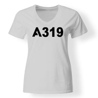Thumbnail for A319 Flat Text Designed V-Neck T-Shirts