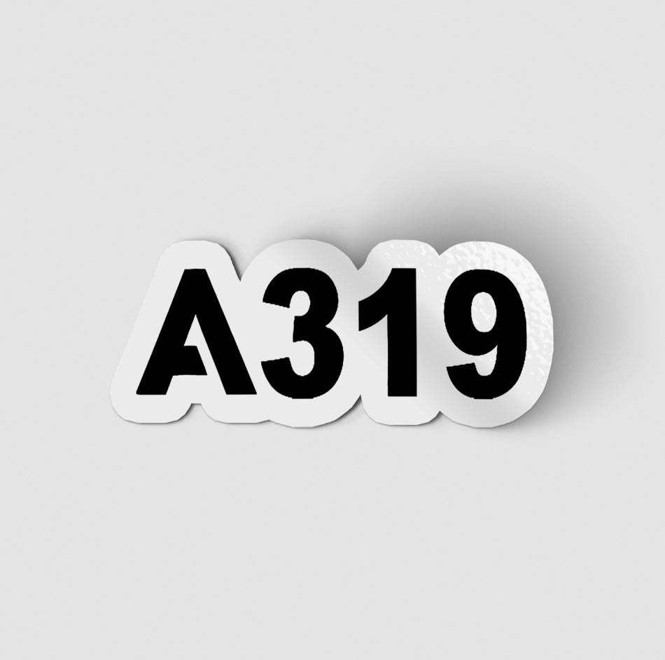 A319 Flat Text Designed Stickers