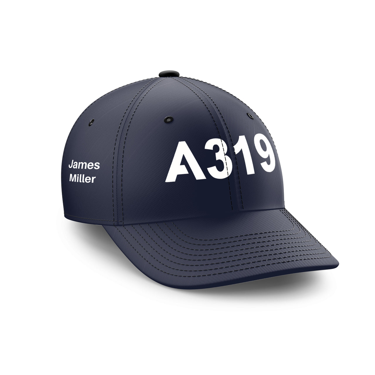 Customizable Name & A319 Flat Text Embroidered Hats