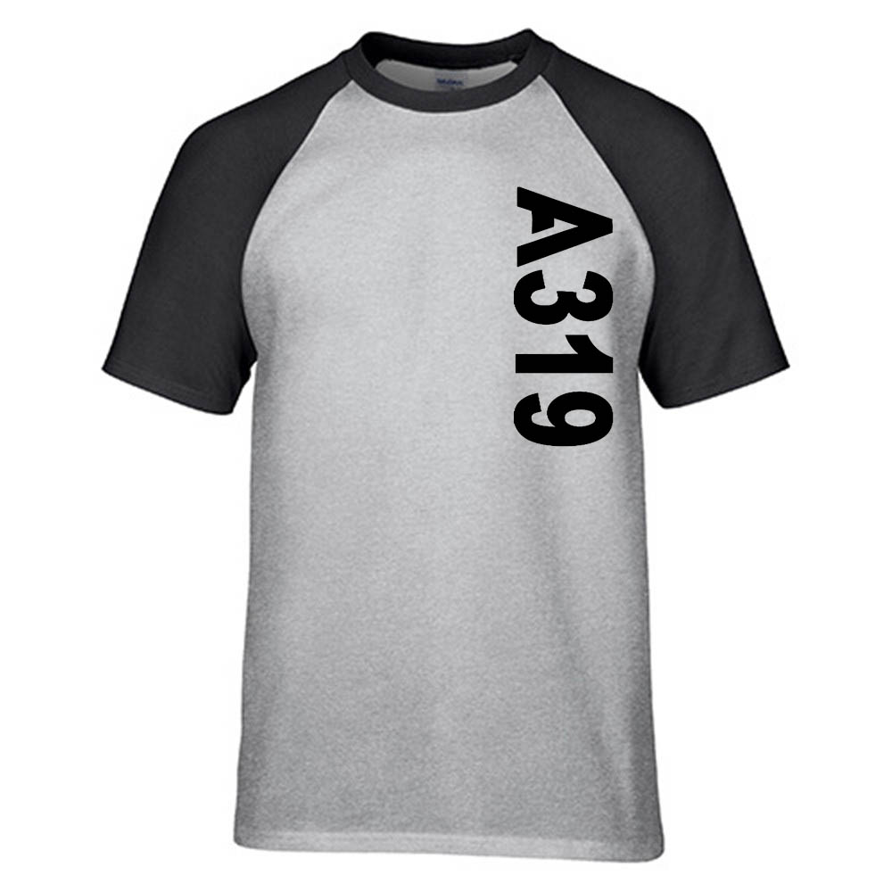 A319 Side Text Designed Raglan T-Shirts