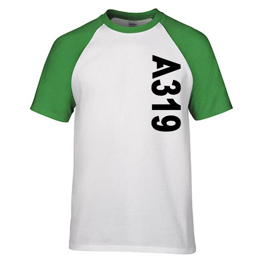 A319 Side Text Designed Raglan T-Shirts