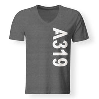 Thumbnail for A319 Text Designed V-Neck T-Shirts