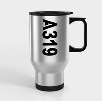 Thumbnail for A319 Text Side Designed Travel Mugs (With Holder)