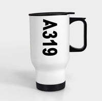 Thumbnail for A319 Text Side Designed Travel Mugs (With Holder)