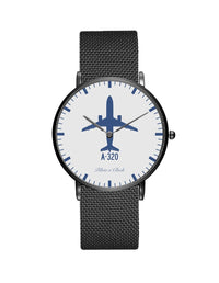 Thumbnail for Airbus A320 Stainless Steel Strap Watches Pilot Eyes Store Black & Stainless Steel Strap 