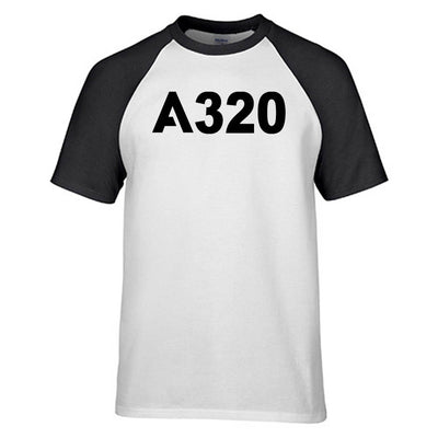 Airbus A320 Flat Text aviation design printed on soft cotton raglan T-shirt.