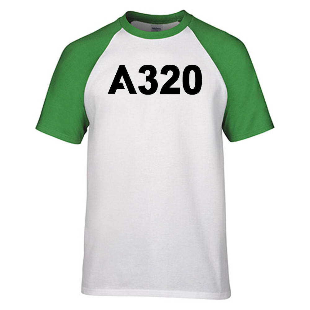 A320 Flat Text Designed Raglan T-Shirts