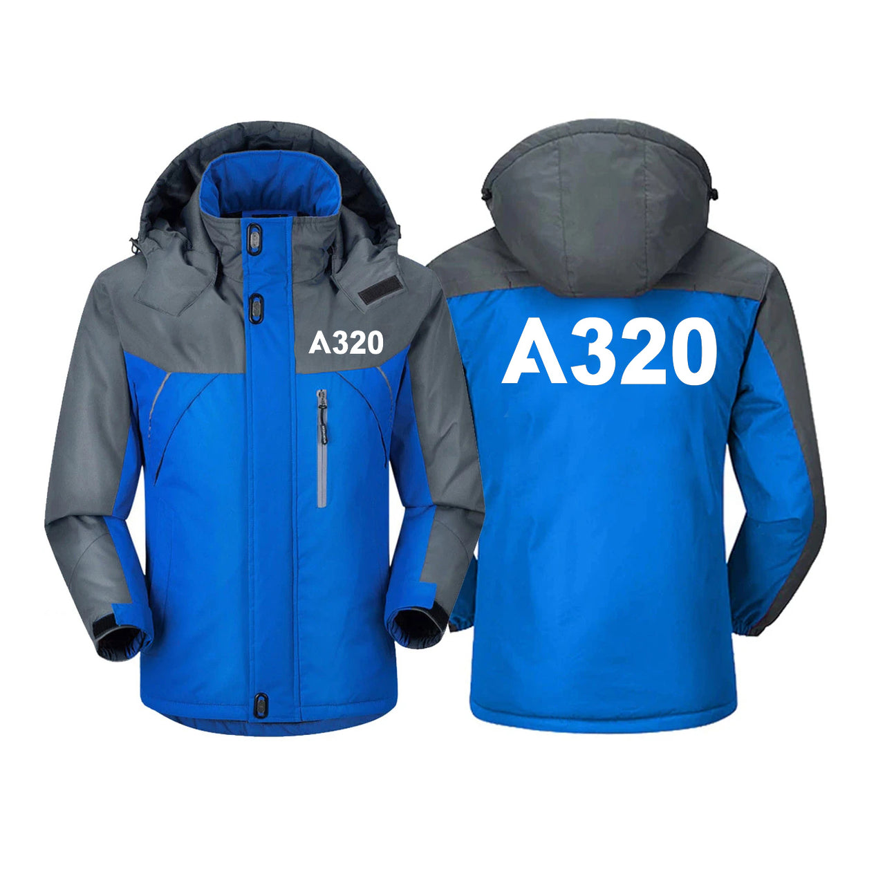 A320 Flat Text Designed Thick Winter Jackets