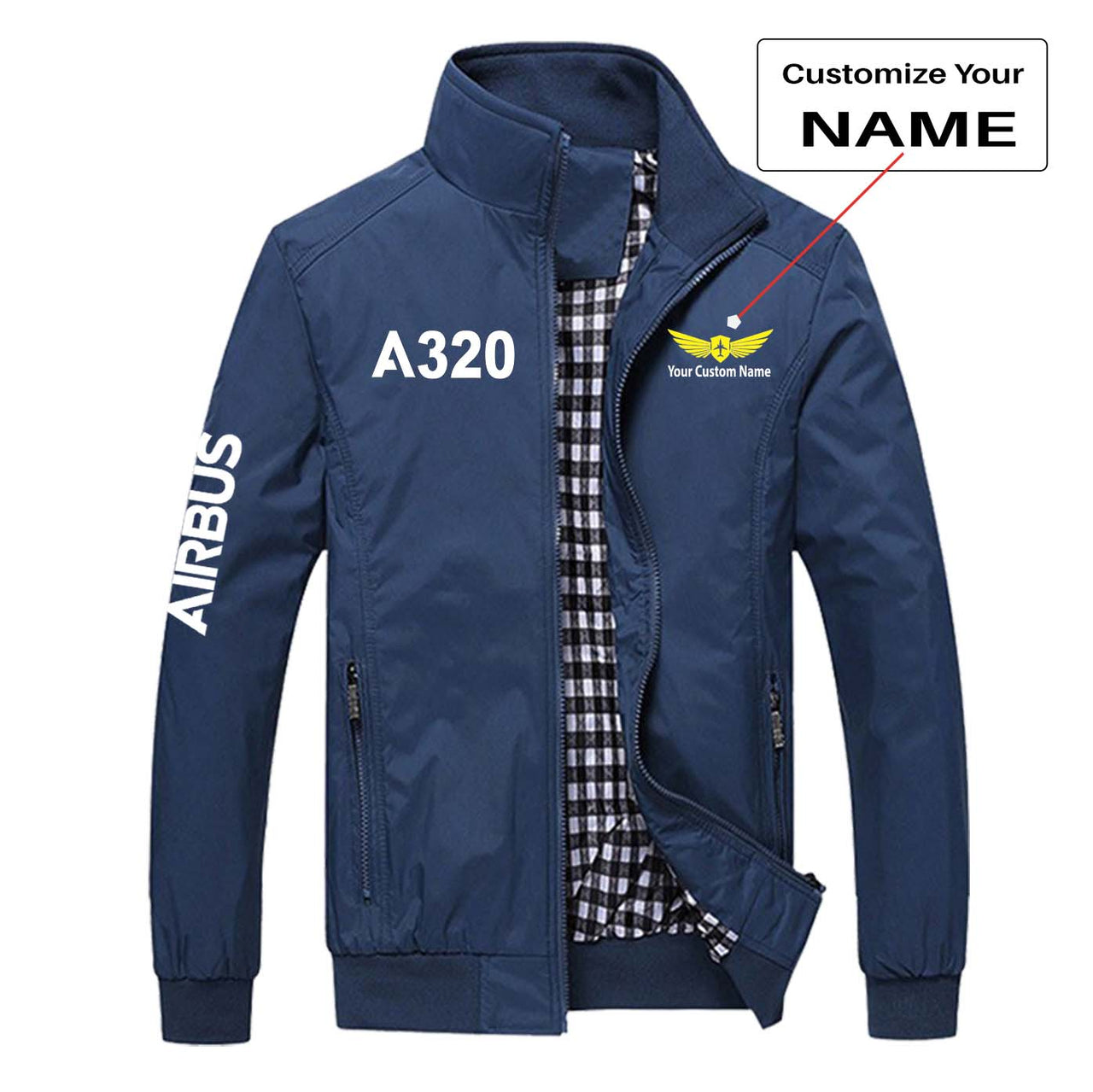 A320 Flat Text Designed Stylish Jackets