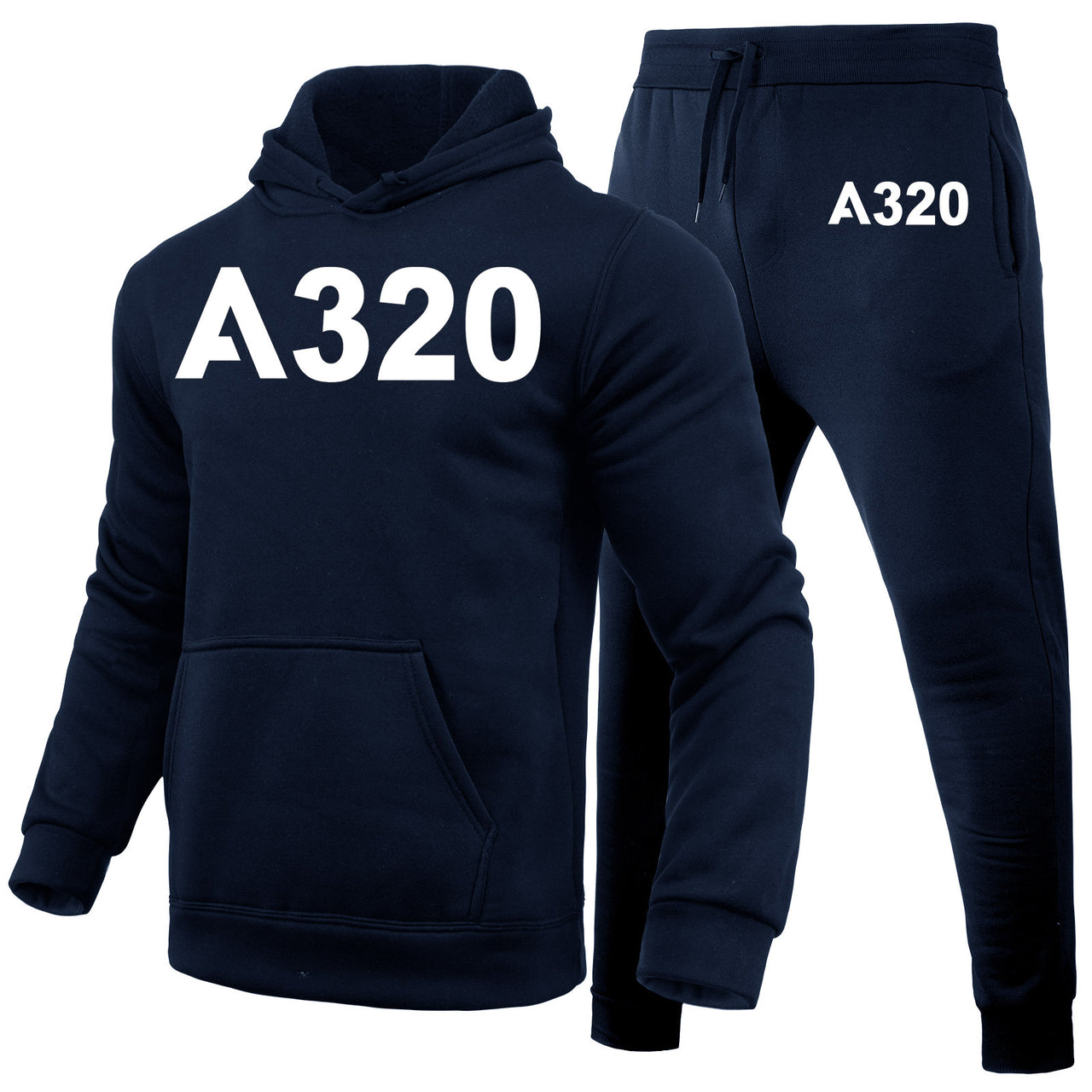 A320 Flat Text Designed Hoodies & Sweatpants Set