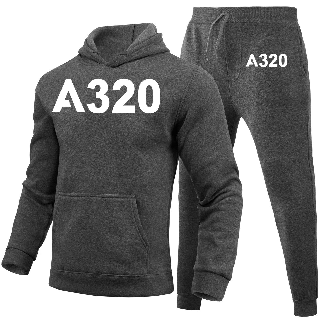 A320 Flat Text Designed Hoodies & Sweatpants Set