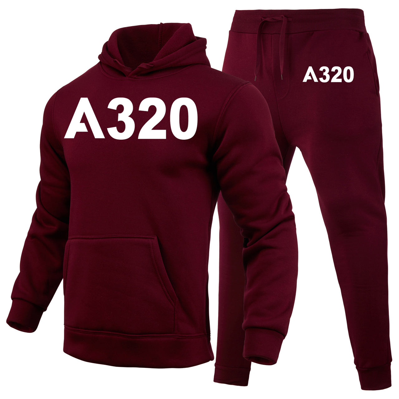 A320 Flat Text Designed Hoodies & Sweatpants Set