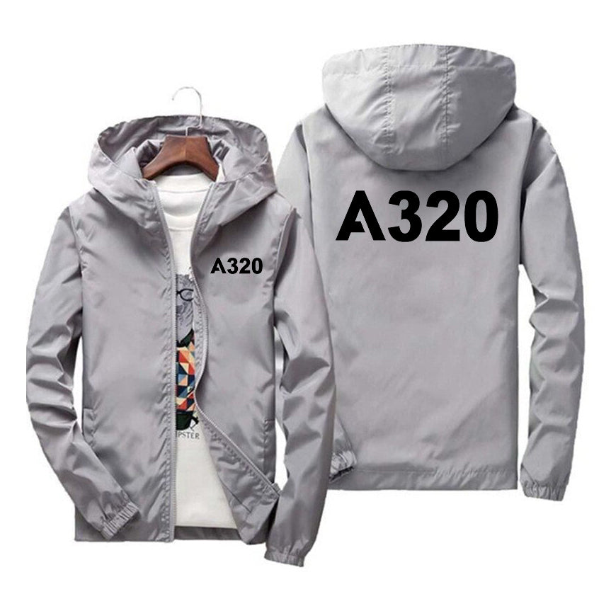 A320 Flat Text Designed Windbreaker Jackets